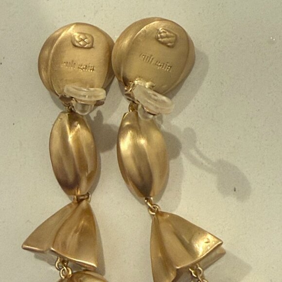 NWT Cult Gaia Illene Clip On Earrings Gold Drop in Brushed Brass - Picture 7 of 7